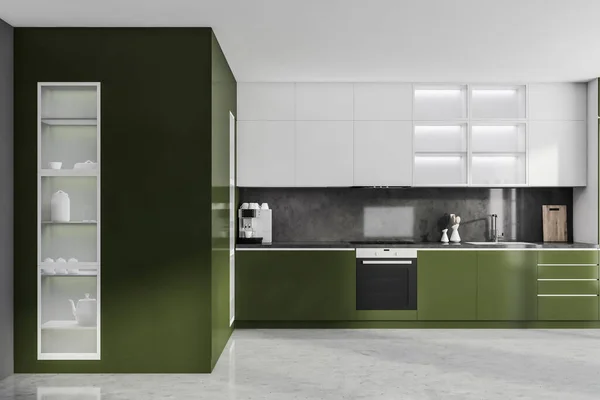 Cucina Moderna Sala Interni Appartamento Lusso Piano Superiore Rendering — Foto Stock