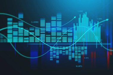 Borsa ve ticaret konsepti, dijital grafik, soyut çizimler. 3d oluşturma