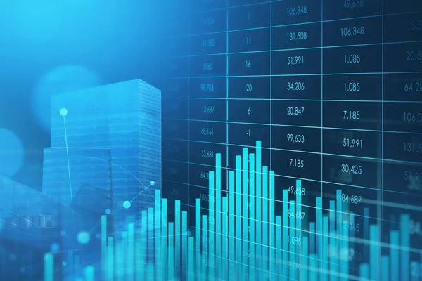 Bâtiments Bureaux Combinés Avec Tableau Contenant Des Données Vague Carte — Photo