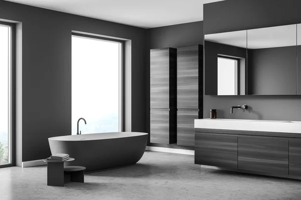 Modern Banyo Içi Çağdaş Tasarım Spa Rahatlama Kavramı Ahşap Taş — Stok fotoğraf