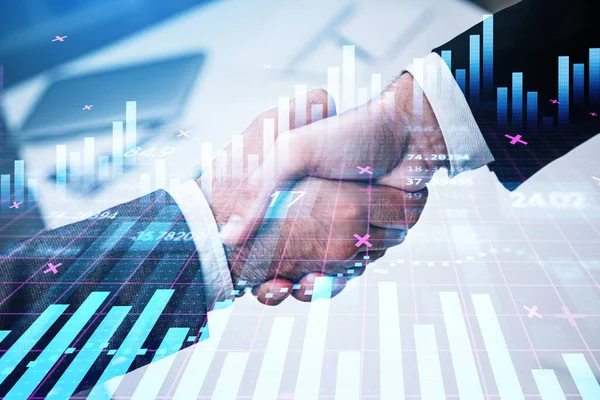 Concept Partnership Businessmen Handshake Bar Chart Capital Stock Market Transaction — Stock Photo, Image