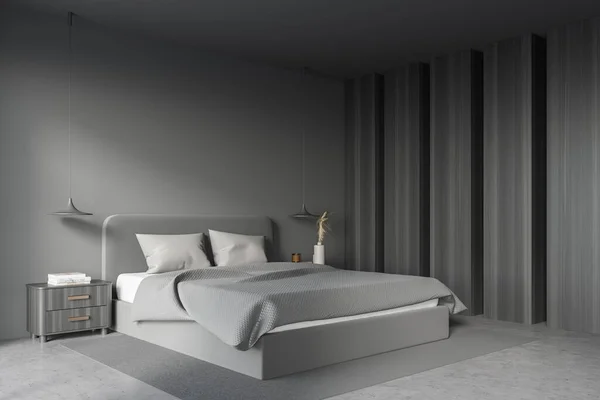 어두운 침실에는 콘크리트 조류의 냉기와 휴식을 미니멀리즘적 디자인 — 스톡 사진