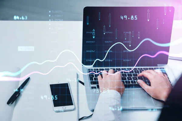 Különböző Pénzügyi Diagramok Azt Mutatják Áremelkedés Tőzsdén Digitalizáció Internetes Kereskedési — Stock Fotó