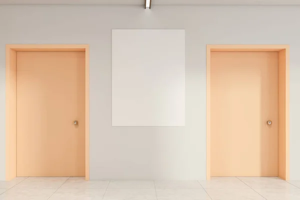 Intérieur Salle Bureau Avec Affiche Blanche Vide Sur Mur Deux — Photo