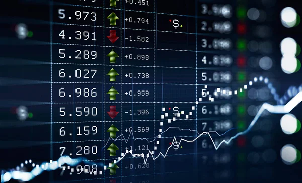 Financial Rising Graph Chart Lines Numbers Illustrate Stock Market Behaviour — Stock Photo, Image