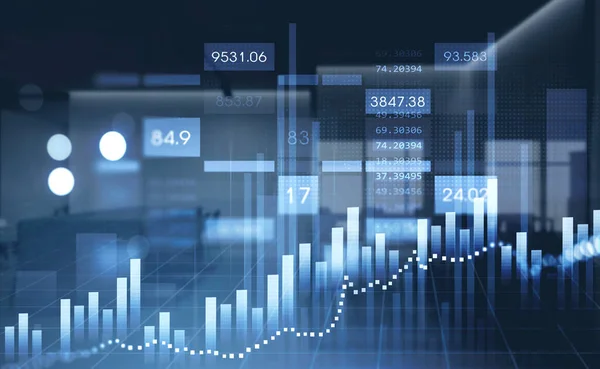 Gráfico Ascendente Financiero Gráfico Con Números Diagramas Barras Que Ilustran — Foto de Stock