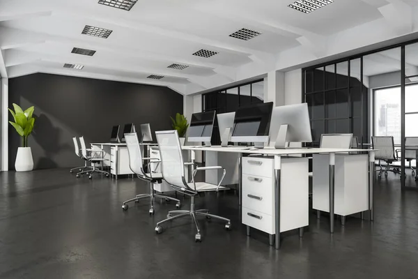 Corporate Office Modern Company Having Black Concrete Floor Wall White — Stock Photo, Image