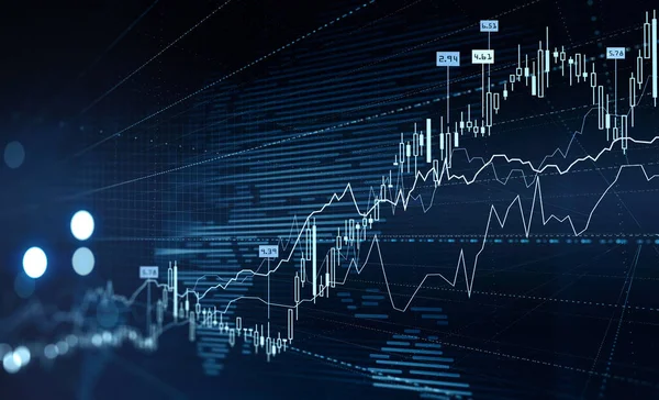 Forex Financial Rising Graph Chart Numbers Candlesticks Lines Illustrate Investment — Stock Photo, Image