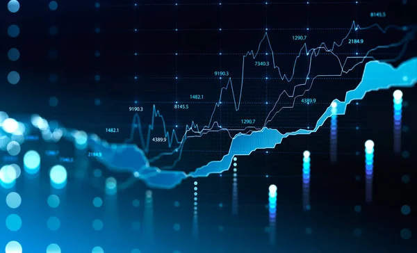 Finanzdiagramm Und Steigende Grafik Mit Linien Und Zahlen Die Das — Stockfoto