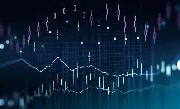 Gráfico Aumento Financiero Forex Gráfico Con Candelabros Líneas Que Ilustran — Foto de Stock