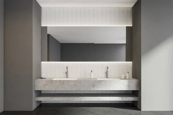 Ματαιοδοξία Για Εσωτερικό Μπάνιο Trend Σχεδιασμό Χρησιμοποιώντας Ανοιχτό Ράφι Δύο — Φωτογραφία Αρχείου