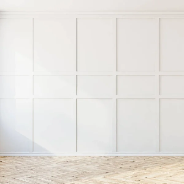 Sala Estar Interior Com Parede Branca Vazia Branco Piso Parquet — Fotografia de Stock