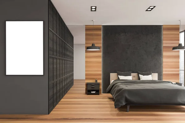 Cartel Tabique Pared Cerca Del Interior Del Dormitorio Con Materiales — Foto de Stock
