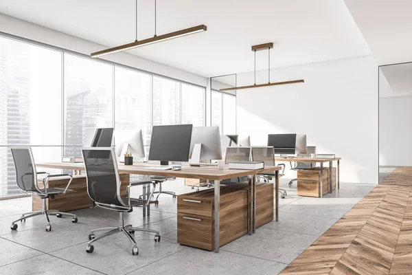 Intérieur Salle Bureau Avec Fenêtre Panoramique Avec Vue Sur Gratte — Photo