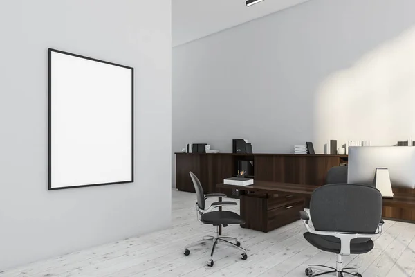 White Board Wall Partition White Office Interior Desk Office Chairs — Stock Photo, Image