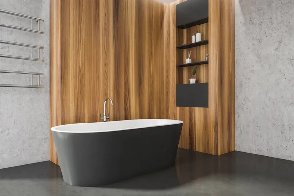 Coin Intérieur Salle Bain Avec Armoire Bois Avec Étagères Ouvertes — Photo