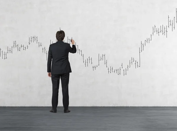 Affärsman ritade diagram — Stockfoto