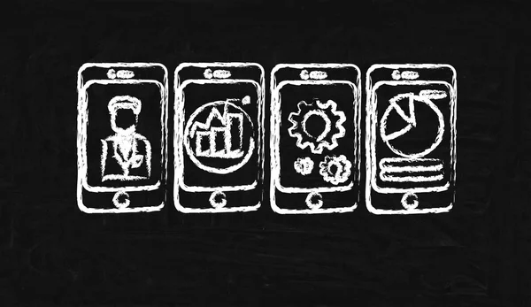 Quatro celulares — Fotografia de Stock