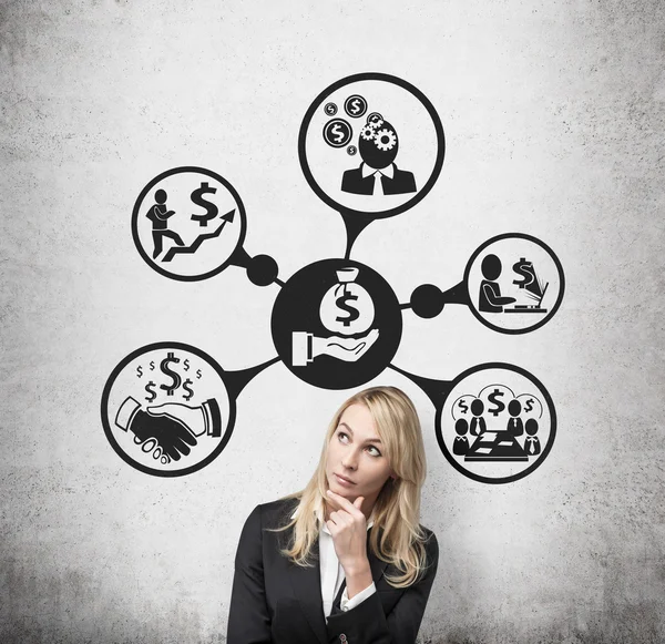 Young businesswoman thinking — Stock Photo, Image