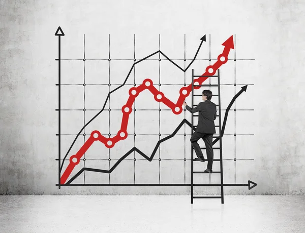 Affärsman ritade stora diagram — Stockfoto