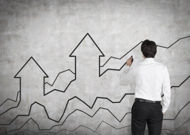 işadamı çizim grafik ve ok