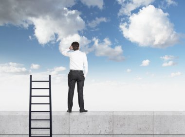 işadamı takım ayakta duvara