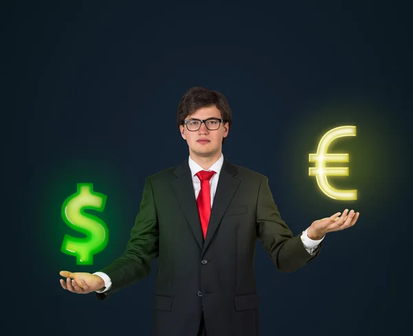 Dólar e símbolo do euro — Fotografia de Stock