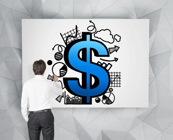 Businessman drawing dollar — Stock Photo, Image