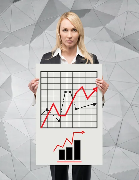 Woman holding poster with chart — Stock Photo, Image