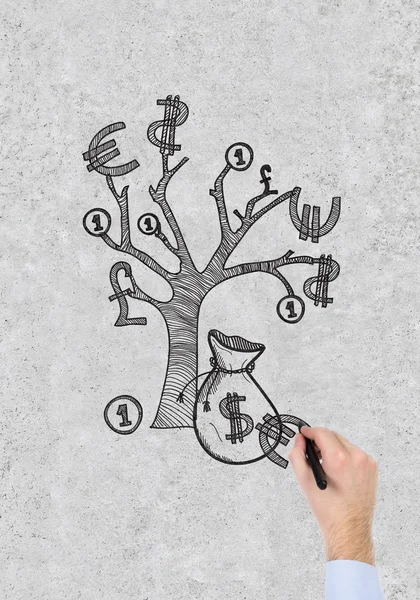 Mano dibujo árbol de dinero — Foto de Stock