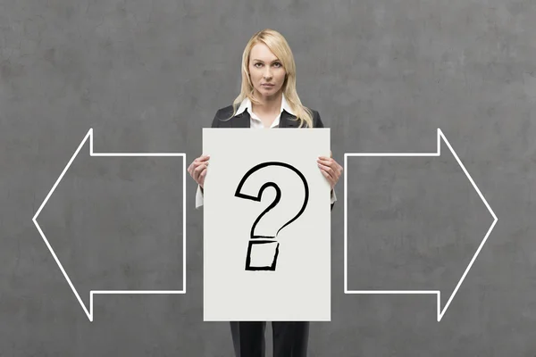 Placard with drawing question mark — Stock Photo, Image