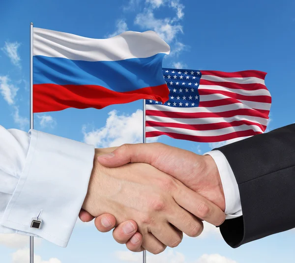 USA and Russian handshake — Stock Photo, Image