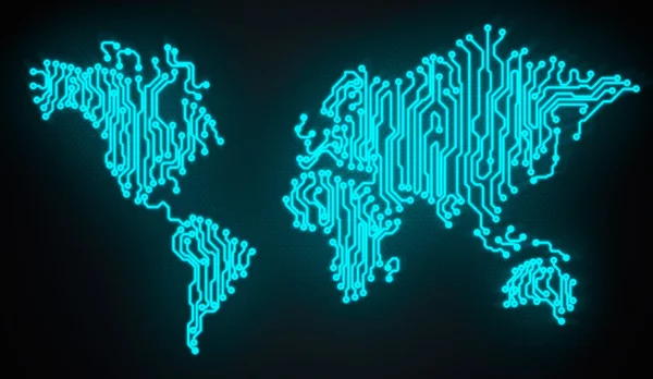 Microcircuito en forma mapa del mundo — Foto de Stock