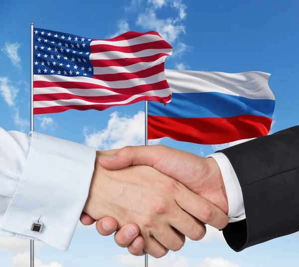 Russian and USA handshake — Stock Photo, Image