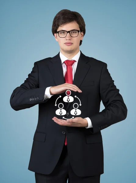 Businessman with business icon — Stock Photo, Image