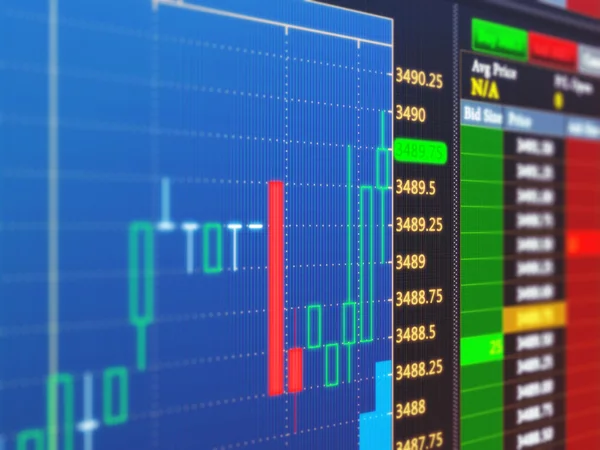 Diagramok virtuális képernyőn — Stock Fotó