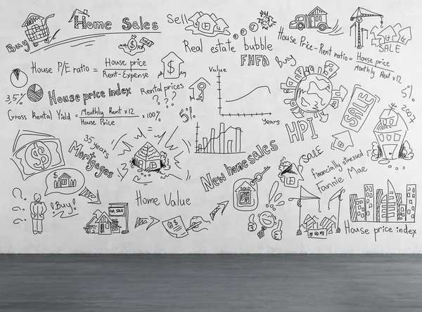 Business plan drawing on wall — Stock Photo, Image
