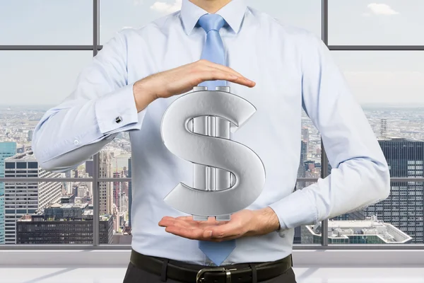 Businessman holding dollar — Stock Photo, Image