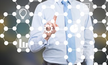 Diyagram dokunmadan işadamı