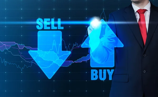 Vásárolni és eladni a nyíl — Stock Fotó