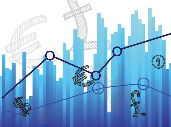 Графік і символ грошей — стоковий вектор