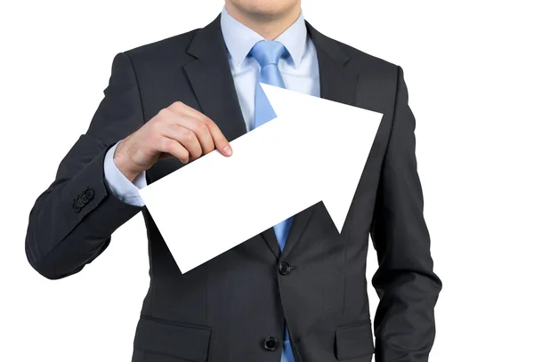 Businessman holding arrow — Stock Photo, Image