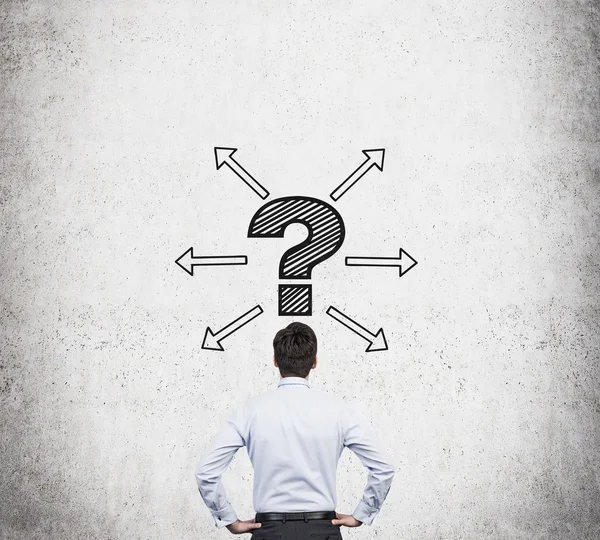 Man and  question marks — Stock Photo, Image