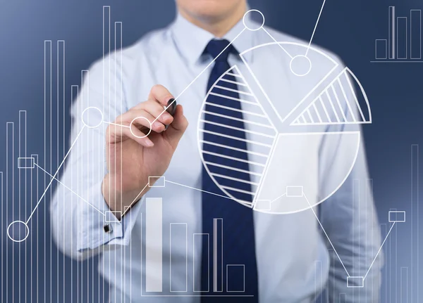 Affärsman ritning analytics symbol — Stockfoto