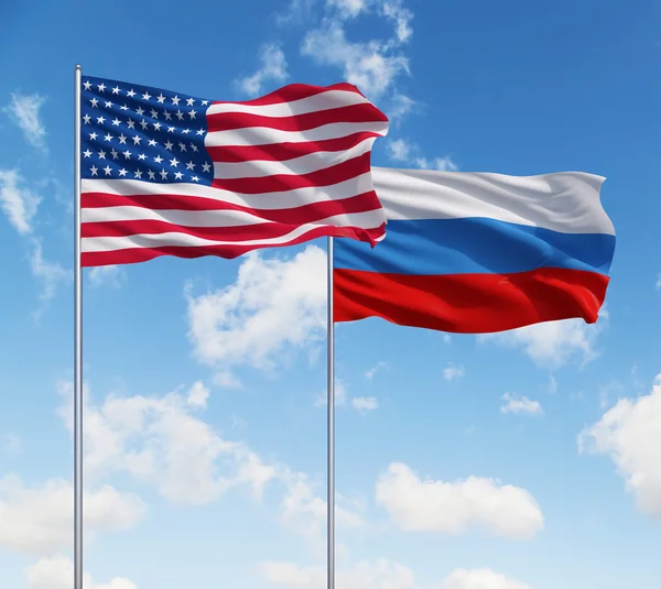 美国和俄罗斯的国旗 — 图库照片