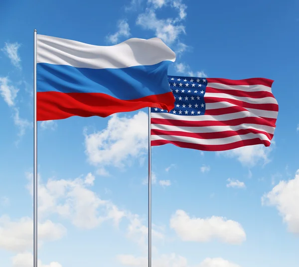 Флаги США и России — стоковое фото