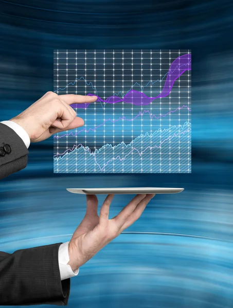 Hand röra börskursdiagram — Stockfoto