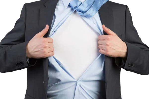 Businessman open his shirt — Stock Photo, Image