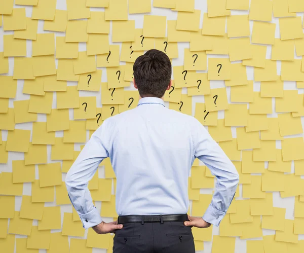 Man looking on sticker — Stock Photo, Image