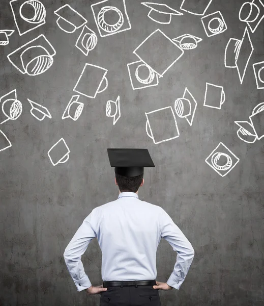 Student in bachelor hat — Stock Photo, Image